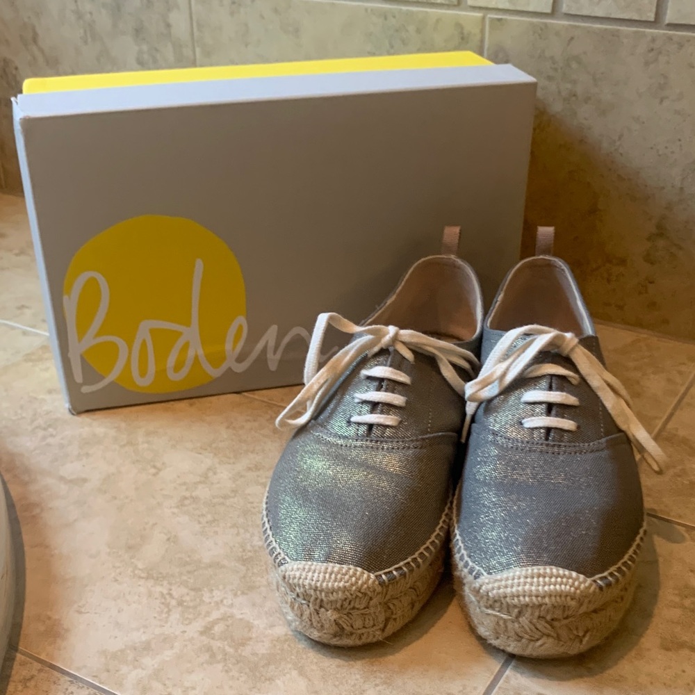 Boden Shimmering Gray Espadrille Sneakers